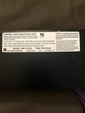 Bud Industries Ms-1215-s3 Power Distribution Unit Surge Protective Device Model