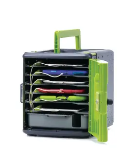 Copernicus Educational Products 664678003260 Premium Tech Tub2 6-device Lockable Classroom Charging Station Box