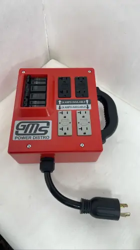 Gms Pd24a Power Distro Box 24 Amp Portable Distribution Panel 120v Outlets Handle