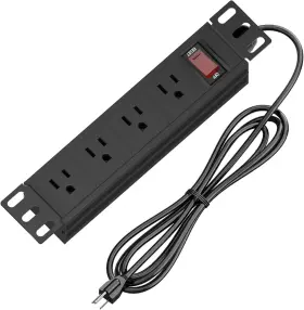 Guitk 708494201209 10 Inch Rack Pdu 1u 4 Outlet Power Strip Wall/desktop/server Mount