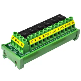 Oono D-1444t Din Rail Mount 6-channel Rocker Switch Dc Power Distribution Strip Module