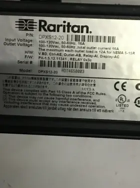 Raritan Dpxs12-20 Single Phase 12-outlet 120v 16a Power Distribution Unit