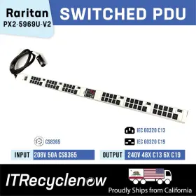 Raritan Px2-5969u 208v Pdu White Zero U Vertical 50a 54 Outlet 6x C19 48x C13