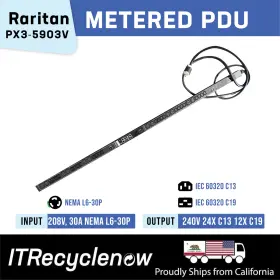 Raritan Px3-5903v Nema L6-30p Monitor Switched Pdu 24x C13 12x C19 1ph 208v 5kva