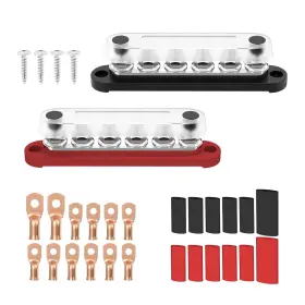 Rvmarinepat Ql-bb150-t6m8-c-rb 12v Bus Bar 250a Power Distribution Block 12 Volt Busbars 6 X 5/16 Inch M8 Ter