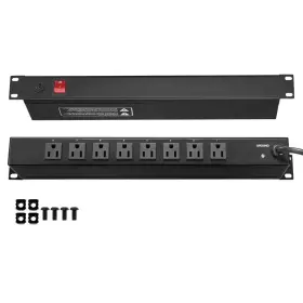 Svopes 313042993965 1u Pdu 8-outlets Rack Mount Power Strip Surge Overload Protection 19-inch Server