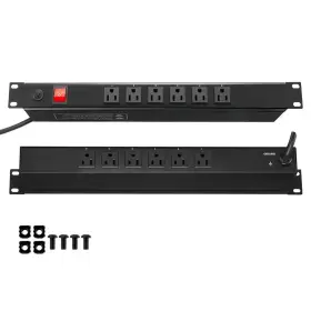 Svopes 726084344686 1u Pdu 12-outlets Rack-mount Power Strip Surge Protection And Overload Protect