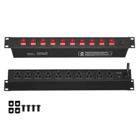 Svopes 744759231550 1u Pdu 10-outlets Rack Mount Power Strip Fits Standard 19 Inch Server Racks Su