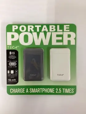 Tech Squared 851256008650 10k Mah Power Bank With Usb-c Pd 20w And Usb-a 2 Pk