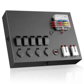 Trosfina 724087955588 12v/24v Camping Power Distribution Center /w Usb Charger Fuse Block Voltmeter