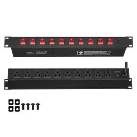 Uimoso Bayu-pj10 19 Inch 1u Pdu 10 Outlets Rack Mount Power Strip Surge Overload Protection