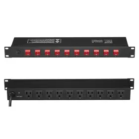 Vevor 197988581352 19 Inch 1u Pdu 10 Outlets Rack Mount Power Strip Surge Overload Protection