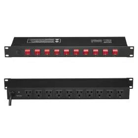 Vevor 711181312232 1u Pdu 10 Outlets Rack Mount Power Strip Fits Standard With Independent Switch S