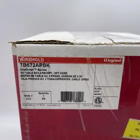 Wiremold Tb672apbk Legrand A/v Table Box 3 Recept 12ft Cord Black Sealed